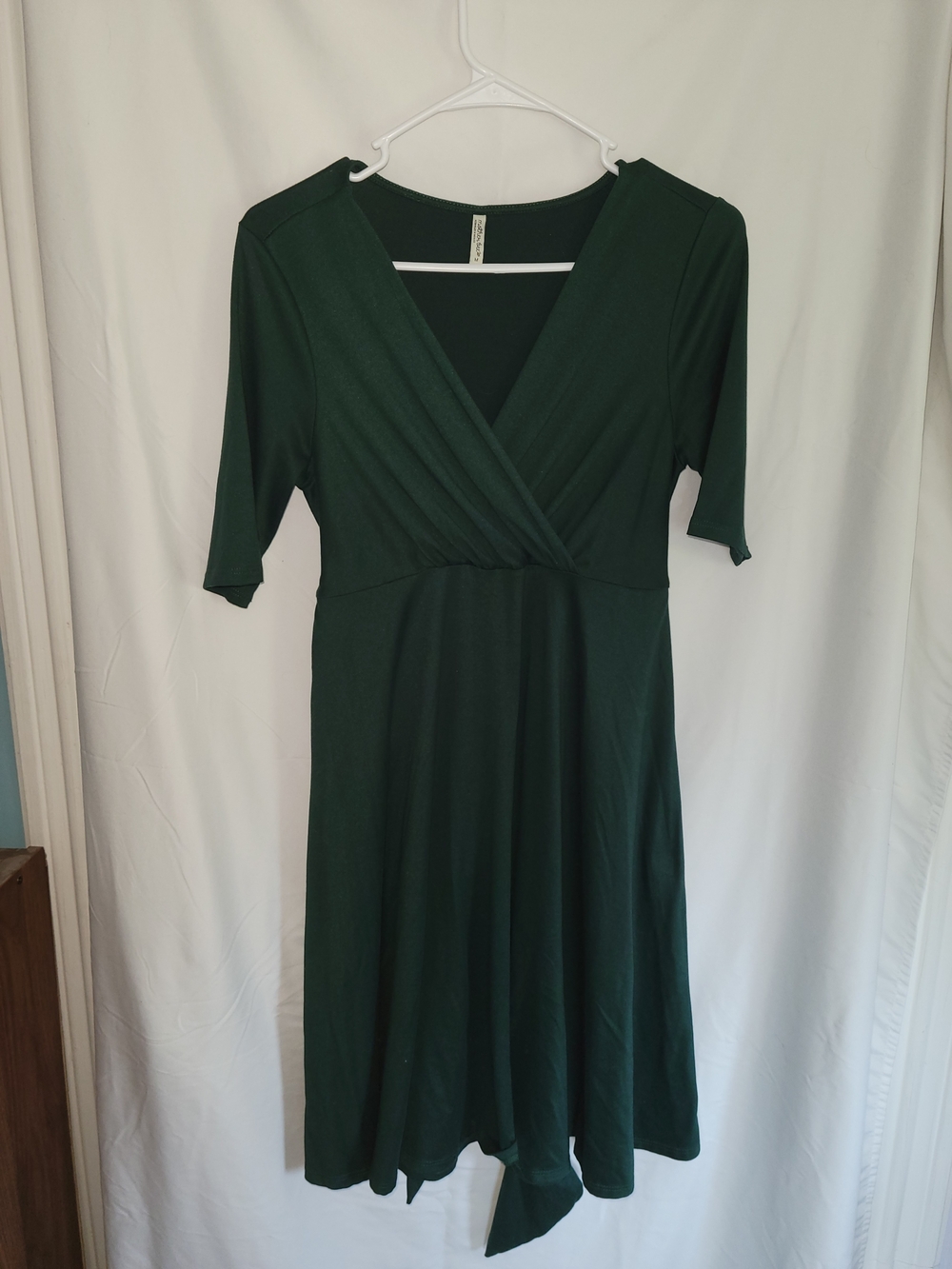 Mother Bee Maternity Dark Green Wrap-Style Midi Dress